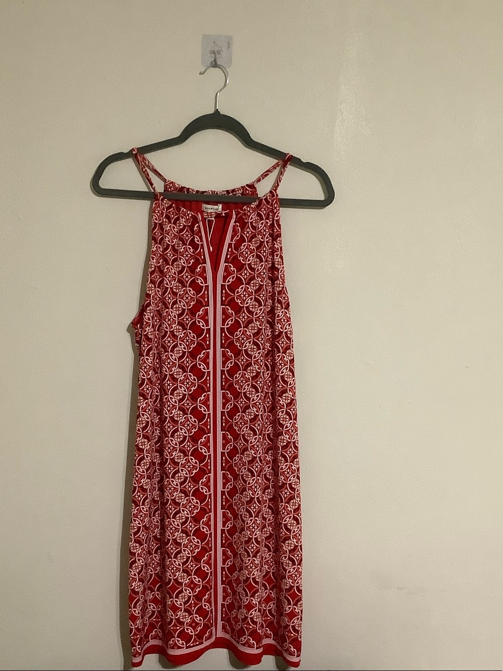 Max Studio Sleeveless Red Geometric Halter Maxi Dress